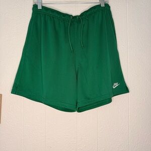 Nike Green Athletic Mesh Shorts with White Swoosh